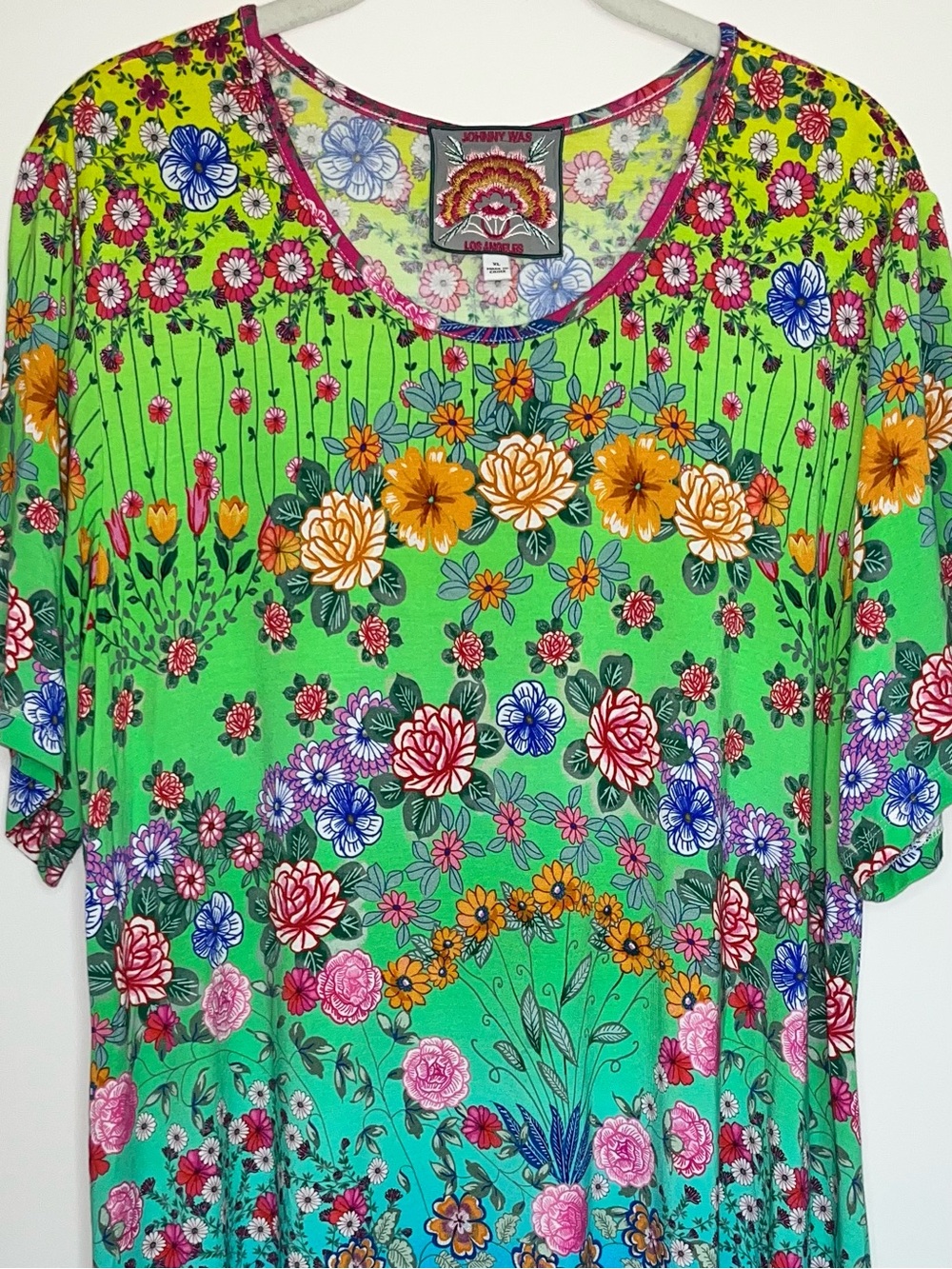 Johnny Was Rainbow Field Floral Tunic Dress XL Colorful Boho Artsy - Picture 3 of 8